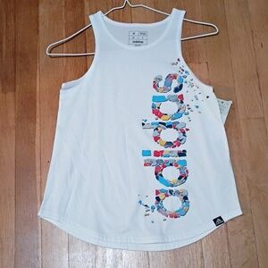 Adidas White Tank with Multicolor Graphic Girls Size S M Multiple Sizes Nwt